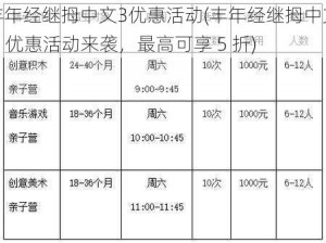 丰年经继拇中文3优惠活动(丰年经继拇中文 3 优惠活动来袭，最高可享 5 折)