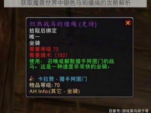 获取魔兽世界中银色马驹缰绳的攻略解析