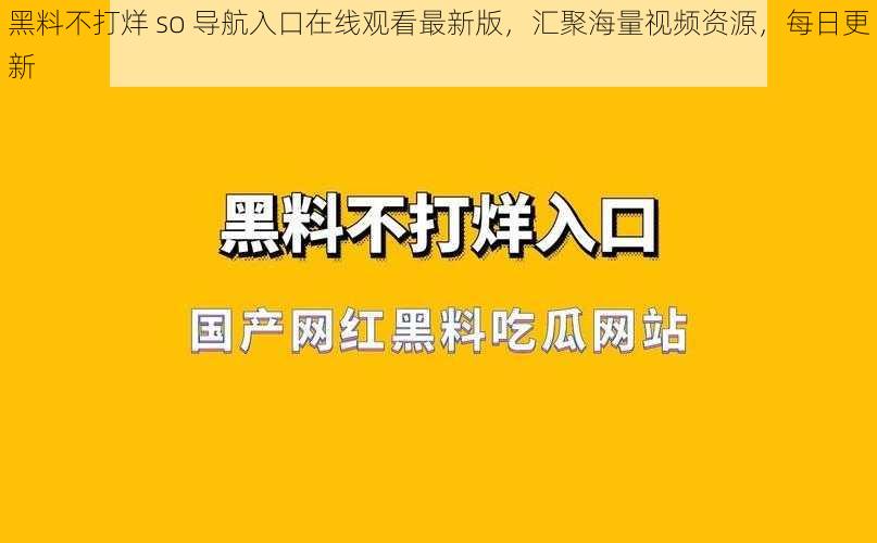 黑料不打烊 so 导航入口在线观看最新版，汇聚海量视频资源，每日更新