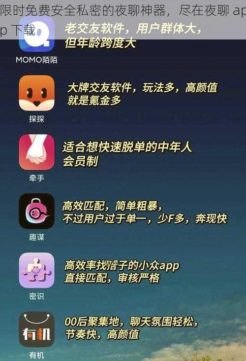 限时免费安全私密的夜聊神器，尽在夜聊 app 下载