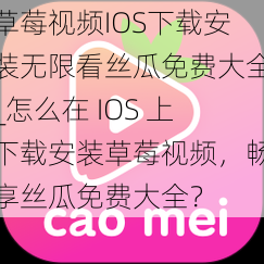 草莓视频IOS下载安装无限看丝瓜免费大全_怎么在 IOS 上下载安装草莓视频，畅享丝瓜免费大全？