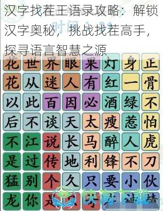 汉字找茬王语录攻略：解锁汉字奥秘，挑战找茬高手，探寻语言智慧之源