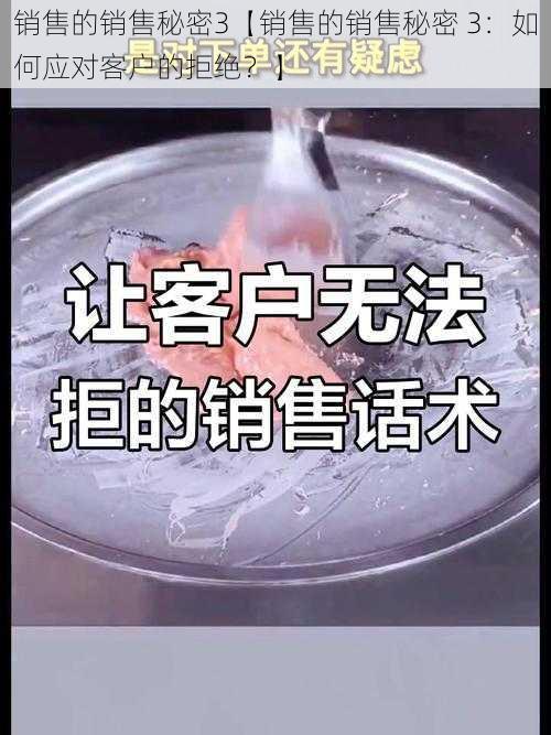 销售的销售秘密3【销售的销售秘密 3：如何应对客户的拒绝？】