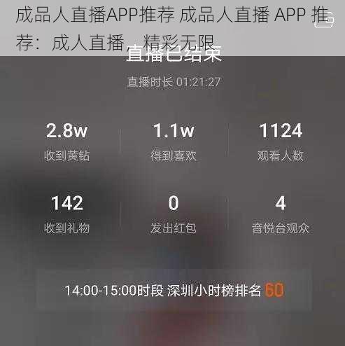 成品人直播APP推荐 成品人直播 APP 推荐：成人直播，精彩无限