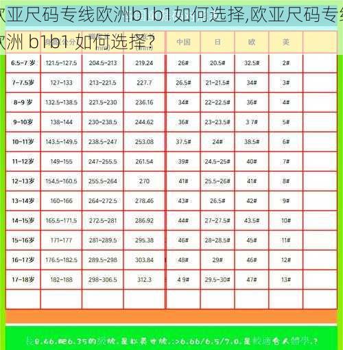 欧亚尺码专线欧洲b1b1如何选择,欧亚尺码专线欧洲 b1b1 如何选择？