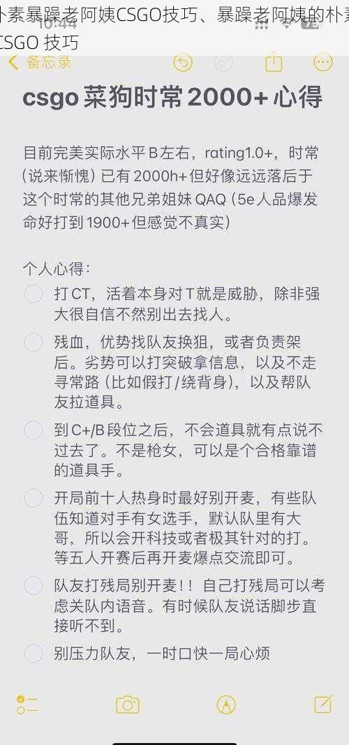 朴素暴躁老阿姨CSGO技巧、暴躁老阿姨的朴素 CSGO 技巧