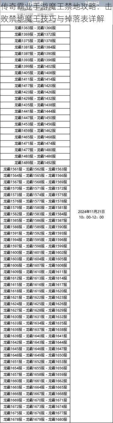 传奇霸业手游魔王禁地攻略：击败禁地魔王技巧与掉落表详解