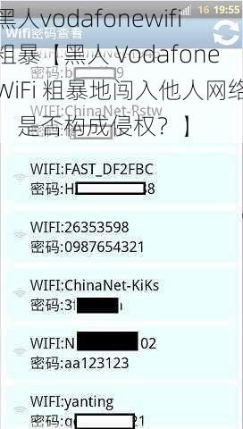 黑人vodafonewifi粗暴【黑人 VodafoneWiFi 粗暴地闯入他人网络，是否构成侵权？】