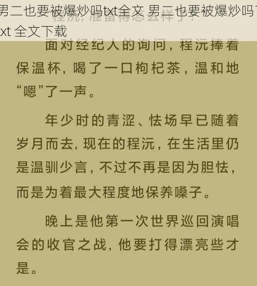 男二也要被爆炒吗txt全文 男二也要被爆炒吗？txt 全文下载