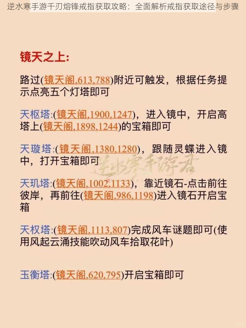 逆水寒手游千刃熔锋戒指获取攻略：全面解析戒指获取途径与步骤