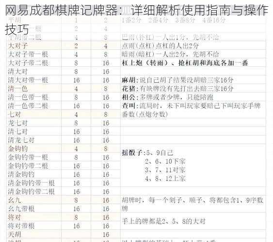 网易成都棋牌记牌器：详细解析使用指南与操作技巧