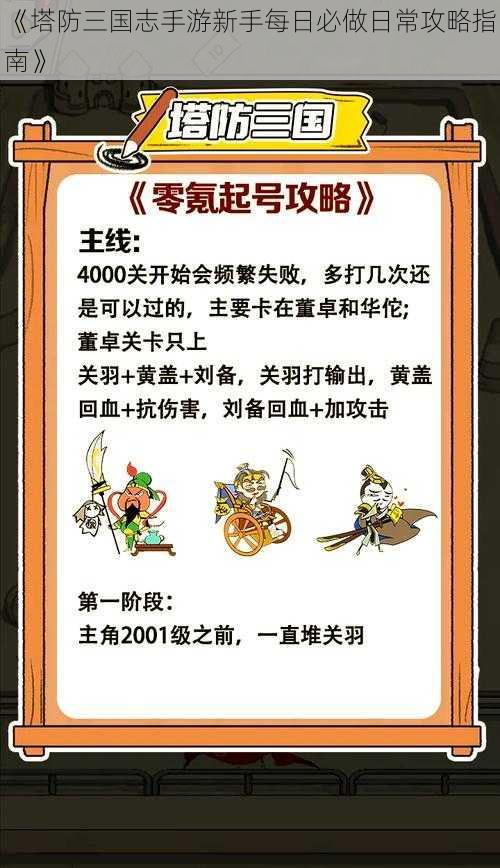 《塔防三国志手游新手每日必做日常攻略指南》