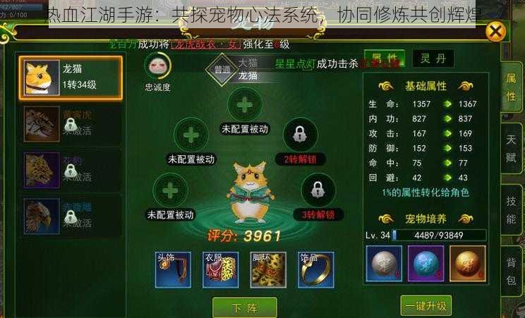 热血江湖手游：共探宠物心法系统，协同修炼共创辉煌