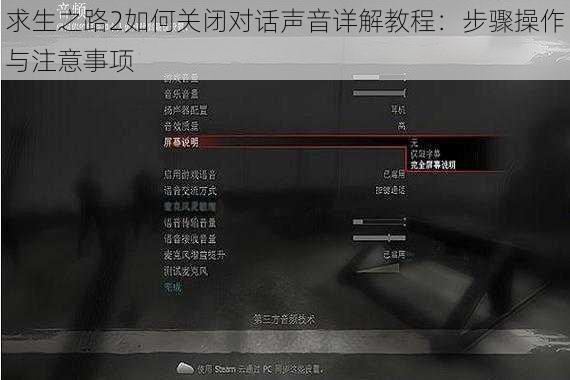 求生之路2如何关闭对话声音详解教程：步骤操作与注意事项