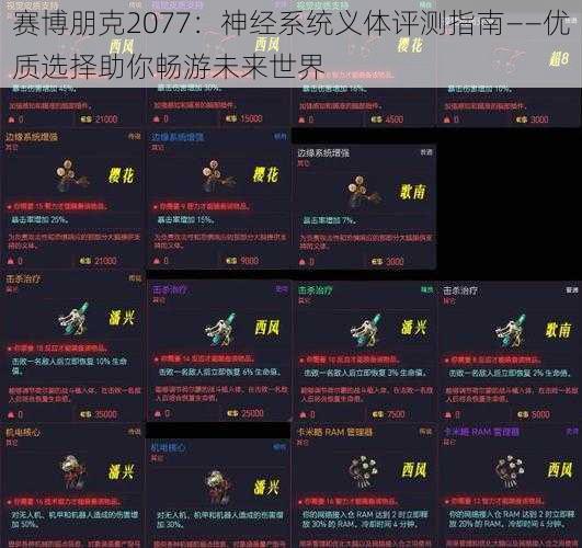 赛博朋克2077：神经系统义体评测指南——优质选择助你畅游未来世界