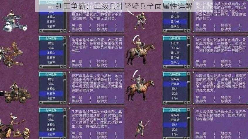 列王争霸：二级兵种轻骑兵全面属性详解