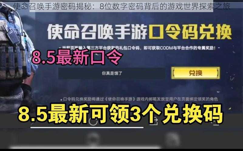 使命召唤手游密码揭秘：8位数字密码背后的游戏世界探索之旅