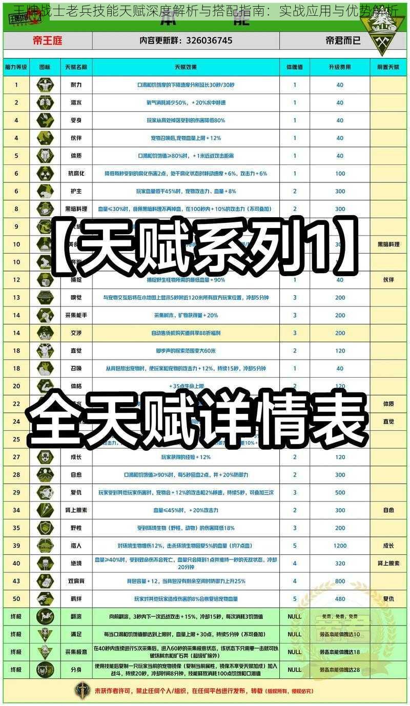 王牌战士老兵技能天赋深度解析与搭配指南：实战应用与优势解析